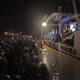Malian singer Salif Keita, rear center, performs on stage in 2014 at Segou, Mali.